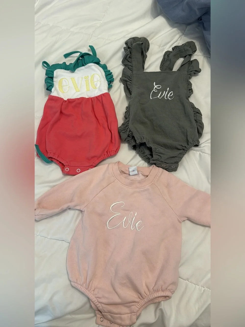 Old Navy Green, White, Coral & Gray Girls One-Piece Bodysuit Lot